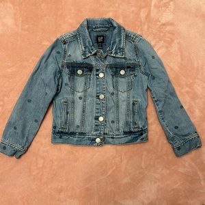 Kids Gap Denim Polka Dot Jacket Size S Blue